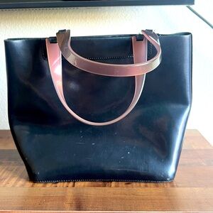 Lamarthe Black Leather Tote w/ Acrylic Handles✨